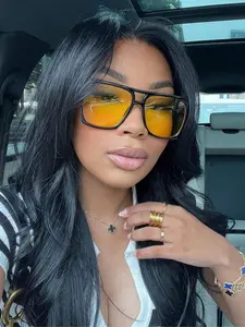 Women's Vintage Tinted Lens Frame Rectangle Classic Sunglasses, Trendy Casual Sunglasses for Everyday Use, Stylish Glasses, Fashion Accessories for Outdoor Activities