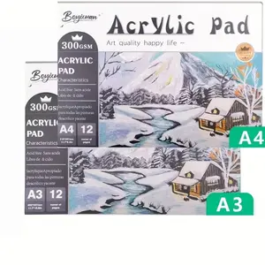 12-sheet A3/A4 Professional Acrylic Painting Pad, Suitable For Acrylic Painting, Perfect Gift For Artists And Beginners, Dedicated Acrylic Painting Paper.