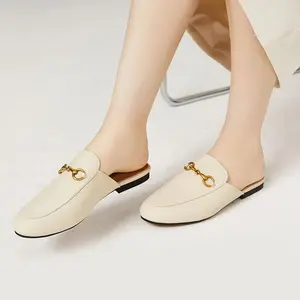Vertundy Women's Flats Synthetic Leather Slip On Backless Mules