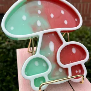 Coral & Mint Mushroom Trinket Dish
