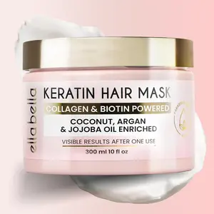 ELLA BELLA Keratin Hair Mask – Deep Conditioning Hair Treatment & Hair Repair Mask for Dry, Damaged, Curly, and Color-Treated Hair – Hydrating Deep Conditioner for Softness, Shine & Growth