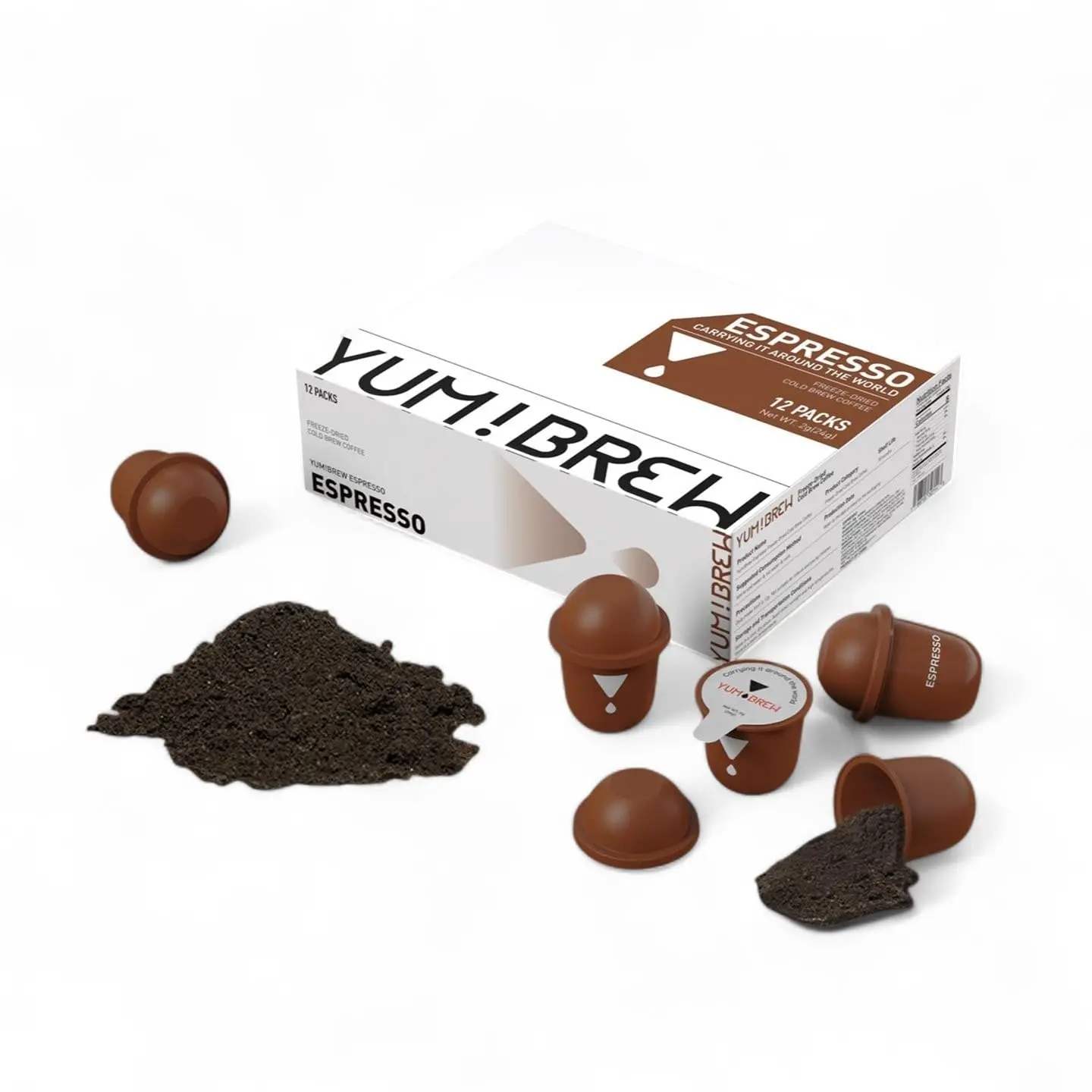 YumBrew Instant Espresso Coffee Capsules, 12 Count – Freeze-Dried Yunnan Arabica Coffee Pods with Hidden Fortune Note, Bold & Smooth, Hot or Iced Coffee, No Machine Needed, No Sugar, Travel-Friendly