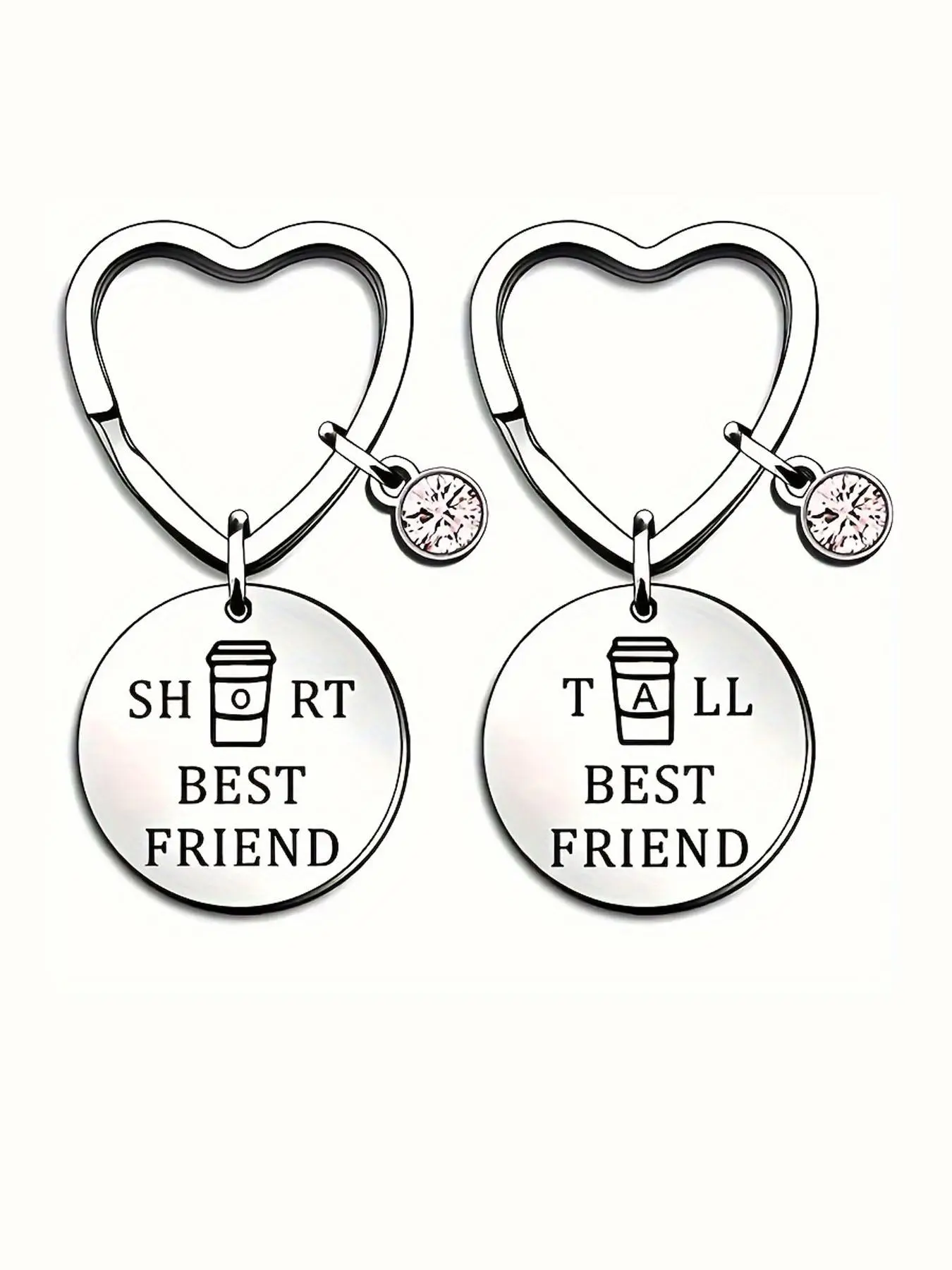 Stainless Steel Best Friend Keychains, Personalized Heart Tag, Durable & Modern Friendship Accessory, Fashion Accessories for Women & Men