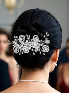 Rhinestone Decorated Hair Comb, Elegant Hair Accessories for Wedding Bridal Party Formal Occasions, Fashion Hair Accessories for Women