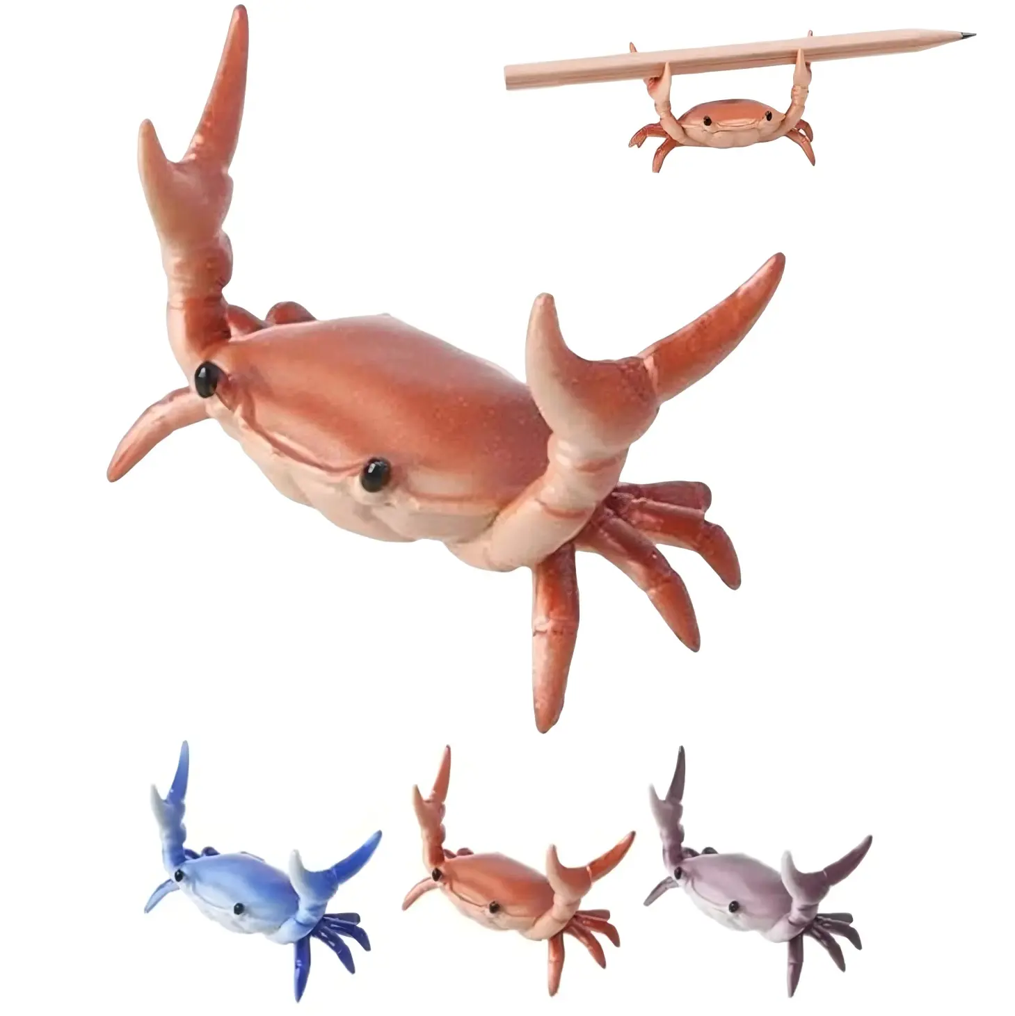 Realistic Weightlifting Crab Pen Holder 1 PCS, Durable PVC Office Desk Accessory, Aesthetic Office Supply & Fun Desk Organizer for Pens, Glasses, Cutlery, Makeup Brushes, Lipsticks (Home Decor Statue), Office Desk Accessories, Pen Organizer For Desk