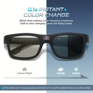 1 Pair Polarized Photochromic Glasses UV400 Protection Fast Color Changing Lightweight Durable Eyewear for Driving Fishing Outdoor Sports polarized 250 clip indestructible glasses