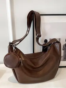 Retro versatile soft leather one-shoulder underarm tote bag, classic hobo shoulder bag, fashionable solid color versatile casual dumpling bag, simple niche design crossbody bag, suitable for daily wear, commuting and other scenarios, Hobo Crossbody Purses