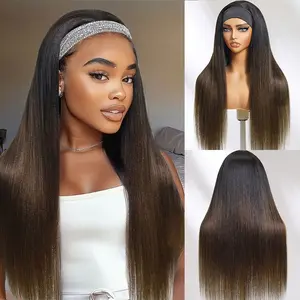 Unice Ombre Chestnut Brown Headband Wig  Beginner Friendly Glueless Human Hair Wig