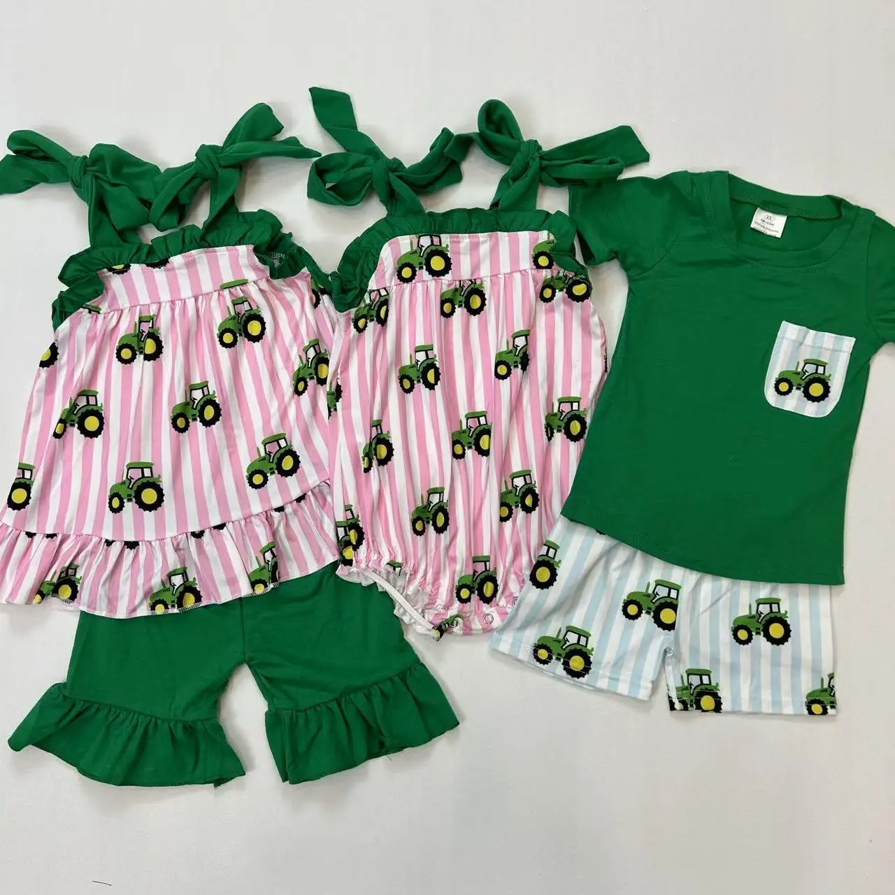 Adorable Farm Tractor Short Sets for Boys & Girls Kids Toddlers Clothes cute clothes set Shirts Outfit