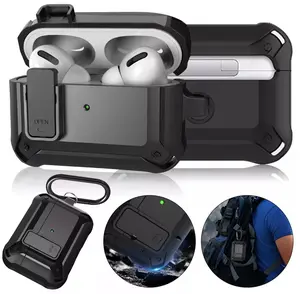 Protective Defender Case Cover For Apple / AirPods 2nd Generation /  Shockproof with keychain Hook