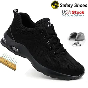 Mens Steel Toe Shoes Slip On Walking Shoes Indestructible Safety Shoes Lightweight Breathable Non Slip Running Shoes Comfortable Fashion Sneakers for Men