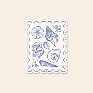 Freshwater Curated Goods - Blue Beachcomber Postage Stamp Vinyl Sticker (Add-On)