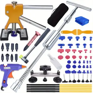 77pcs car body repair tool kit, equipped with T-bar dent puller, car body repair dent removal tool, professional paint free dent repair kit, car dent puller, suitable for hail damage and door dent repair kit