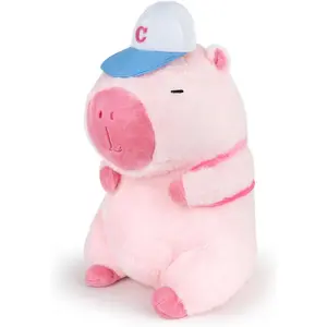 Duoai Cute Capybara Plush 9 Inch Stuffed Animal Pink Capybara Toy with Baseball Backpack Plushies Gift for Girls & Boys