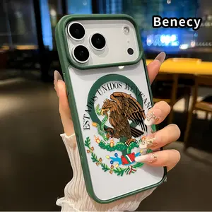 Mexican National Emblem Pattern Magnetic Phone Case for iPhone 17 16  Pro Max Plus 15 14 13 12 11 Air E Non-Yellowing Clear Crystal Drop-proof Slim Silicone Shockproof Transparent Acrylic Cover Supports Wireless Charging