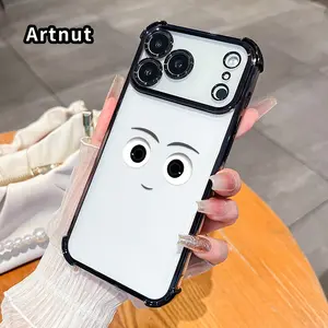 Phone Case for iPhone 17 16 Pro Max 15 Plus 14 13 12 11 E Air Cheerful Eye Face Pattern Anti-drop Durable Total Protective Shockproof Transparent Cover Casing