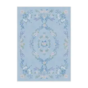Ruggable 5'x7' Washable Bridgerton Aubrey Hall Garden Area Rug Blue