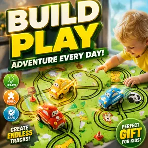 Vehicle Jigsaw Puzzle Set - 64/48/32 PCS with Mini Cars & Traffic Signs, Educational Learning Toys for Kids, Brain Skills Boosters, Birthday Holiday Travel Gifts