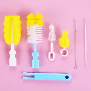 Kid Keeper Baby Bottle Brush Cleaner Set Nylon Sponge Cleaning Brush Blue