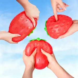 Extra Large 5" Squeeze Strawberry Squishy - Giant Fruity Stress Ball for Adults & Kids, Soft Sensory Fidget Toy for Anxiety Relief