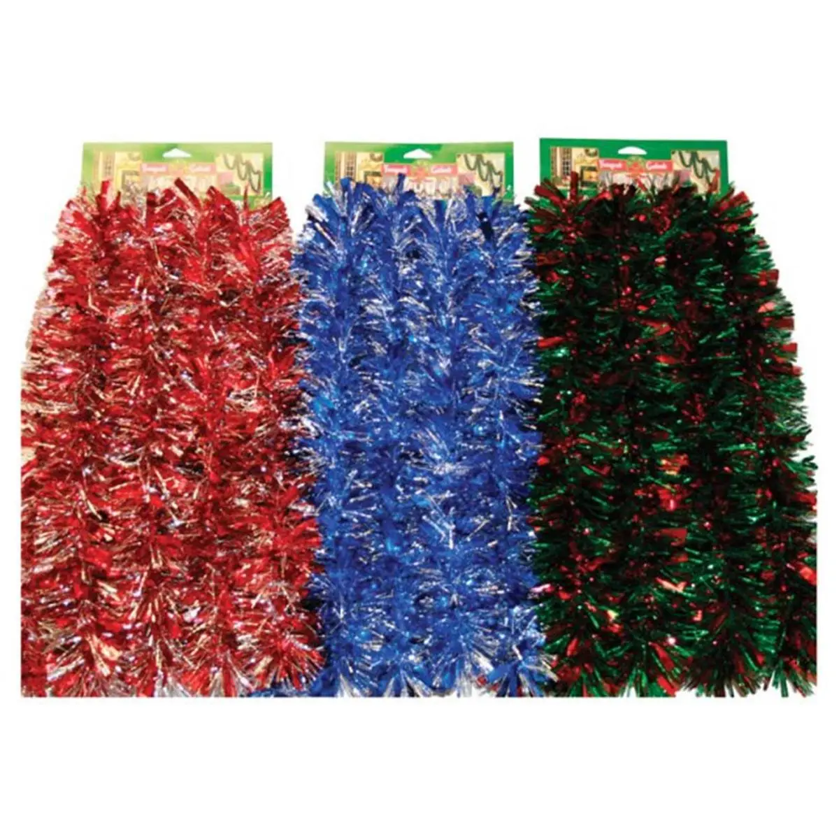 212 MAIN FC Young M35-ACE Multicolored Mega Wide PVC Tinsel Garland (12ft Hangable) - 6-Pack Christmas Holiday Decor, Home Decor Ornaments, Indoor/Outdoor Use with Included Accessories
