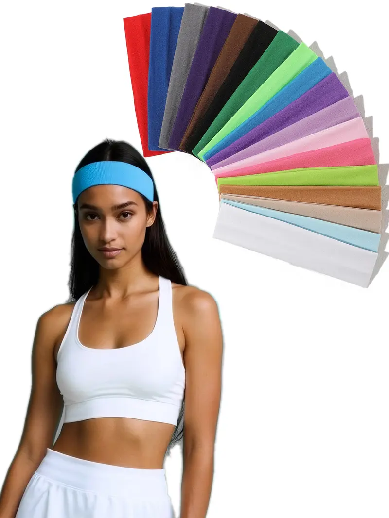18-Piece Colorful Fabric Sports Headbands Set, Daily Casual Hair Bands for Running & Outdoor Activities, Comfortable Design, Elastic Headband