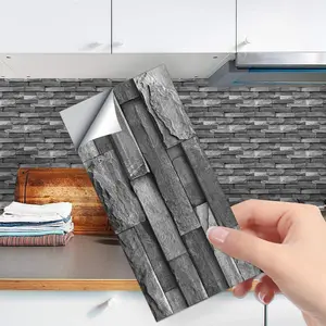 Retro Brick Pattern Wall Tile Sticker, 10/20/30/40pcs Self-adhesive Waterproof & Removable Wall Sticker, Wall Decal for Home Bathroom Kitchen