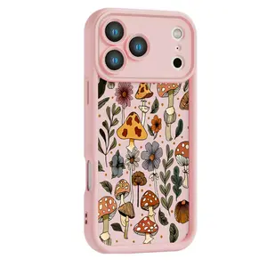 Mushrooms With Blooming Wildflowers Phone Case Chic Nature-Inspired Graphic Featuring A Thickened Soft Tpu Back And Raised Camera Step Design Blending Cloud-Like Comfort With Reliable Lens Protection For iPhone 17 16 15 14 13 12 11 X XS