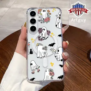 Magnetic Phone Case for Samsung Galaxy S24 Plus S25 Ultra S23 FE Ultra S22+ Ghostly Floral Fantasy Pattern TPU Shockproof Anti-Scratch Stylish Smartphone Cover