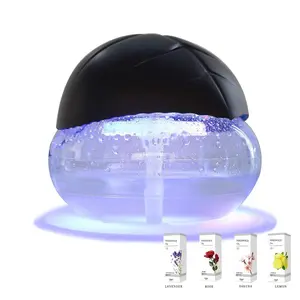 Water Air Purifier for Home with Essential Oil Diffuser & Humidifier, 32dB, Rainbow Air Washer with LED Mood Light- Includes 4pcs Essential Oils, Air Revitalizer for Smoke and Pets, Black