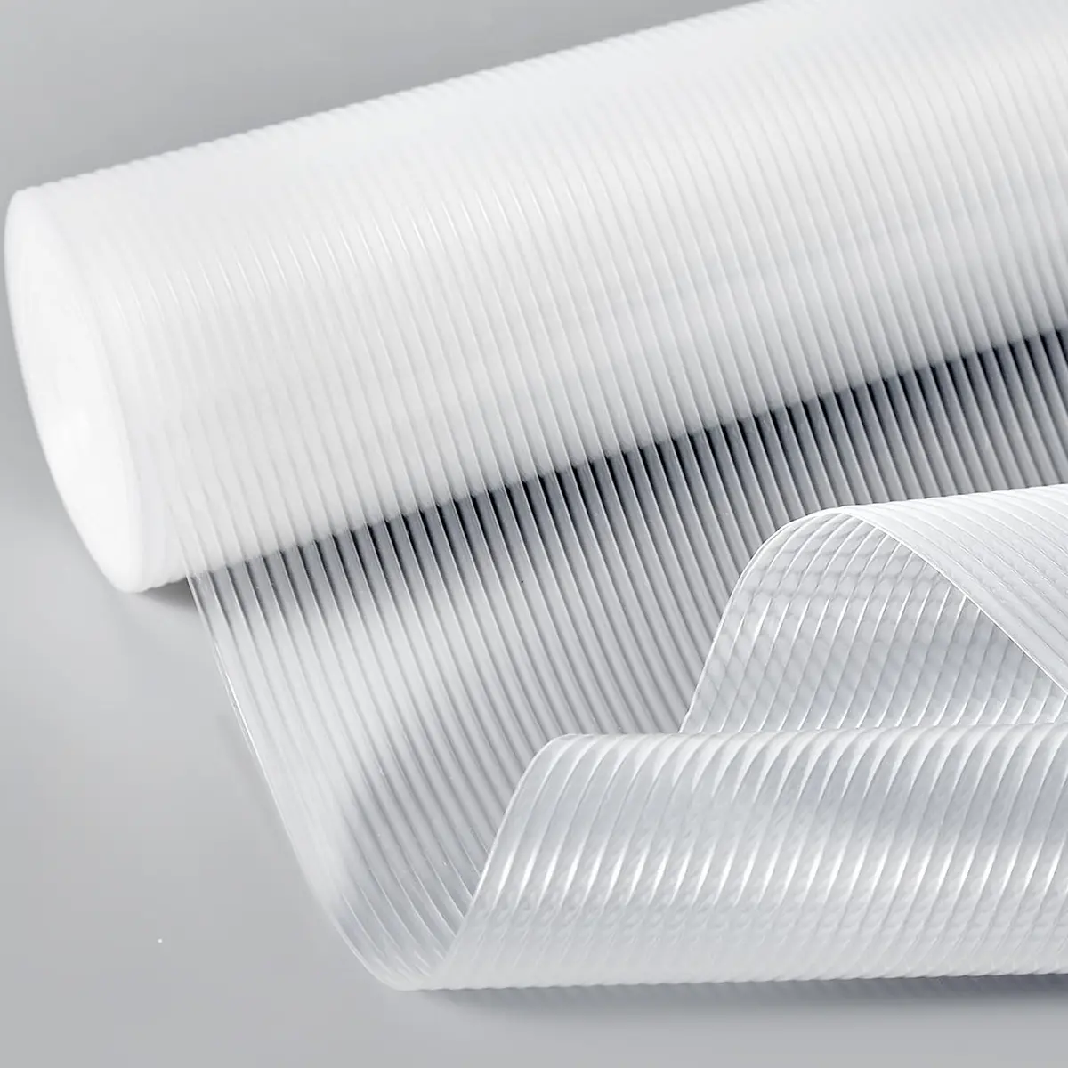 Non-Adhesive Clear Ribbed Shelf Liner Pad, Glue-Free Transparent Drawer & Cabinet Protector Mat, Anti-Slip Ribbed Texture for Kitchen Cabinets, Wardrobes and Storage Drawers, Easy to Clean Reusable Household Organizer Accessory