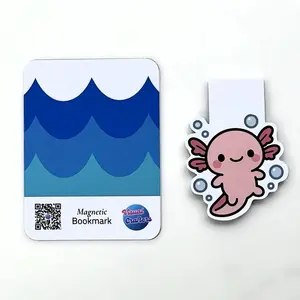 Cute Axolotl Magnetic Bookmark - Pink Axolotl Design for Books, Journals & Planners - 2.5 x 1.75 Inches - Double-Sided & Durable - Perfect Gift for Book Lovers