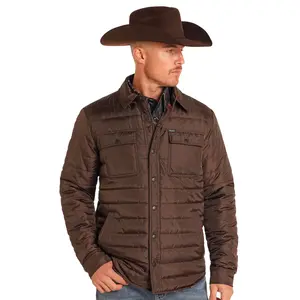 ROCK&ROLL MENS DARK BROWN PUFFER JACKET BM92C04343