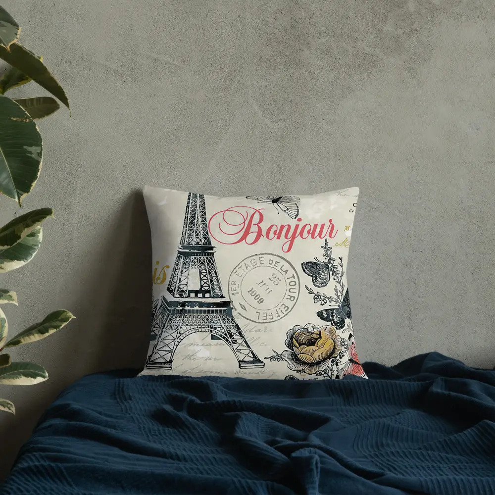 "Bonjour" Premium Accent Pillow