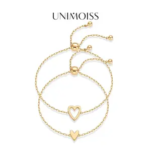 UniMoiss BFF Friendship Heart Letter Bracelets Adjustable Matching Bracelets 14K Gold-plated Chain Daily Costume Jewelry Accessories Perfect Birthday Anniversary Gift for Women for Mom