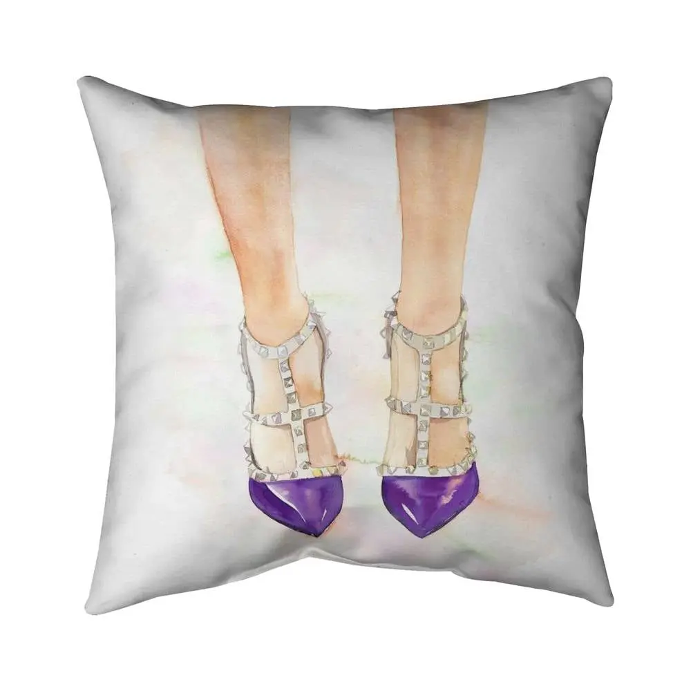 Begin Home Decor 5542-2020-FA31-1 20x20 in. Fashionable Purple Studded High Heels Outdoor Cushion - Elegant Bedroom Home Decor Textile Accessory, Cushions, Elegance