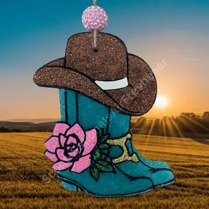 Western Cowgirl Boot Car Freshie – Cowboy Hat Boot Car Air Freshener