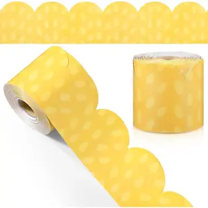 68.9 ft Yellow Polka Dot Rolled Bulletin Board Border Trim, Back to School Theme Decoration for First Day of School, Party Classroom Chalkboard Wall Decor