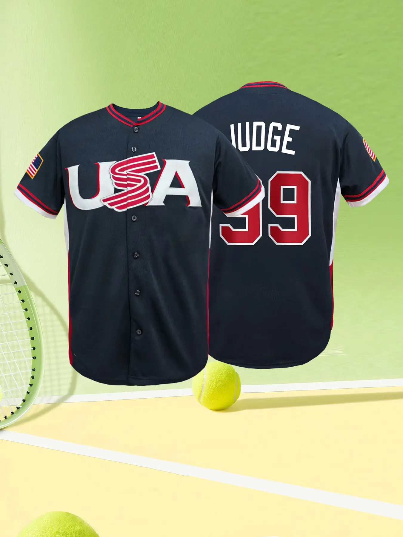 #99 Navy/White USA Embroidered Baseball Jersey | Men's Stitched Athletic Fan Shirt | Moisture-Wicking Mesh Short Sleeve Breathable Sports Top Embroidery Sportswear Clothing Athletic Activewear for Baseball Enthusiasts Athletic Tops