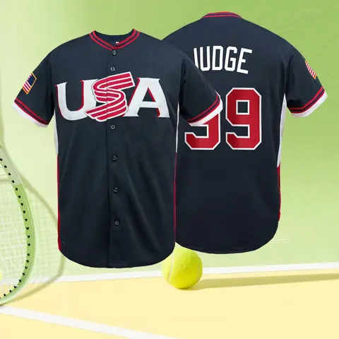 #99 Navy/White USA Embroidered Baseball Jersey | Men's Stitched Athletic Fan Shirt | Moisture-Wicking Mesh Short Sleeve Breathable Sports Top Embroidery Sportswear Clothing Athletic Activewear for Baseball Enthusiasts Athletic Tops