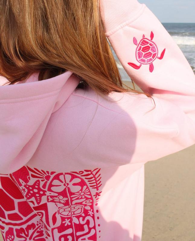 Womens Fashion Embroidered Floral Ocean Pattern Hoodie Long Sleeve Pullover Sweatshirt with Turtle Embroidery Casual Loose Fit Stylish Hoodie Sweatshirt for Everyday Wear