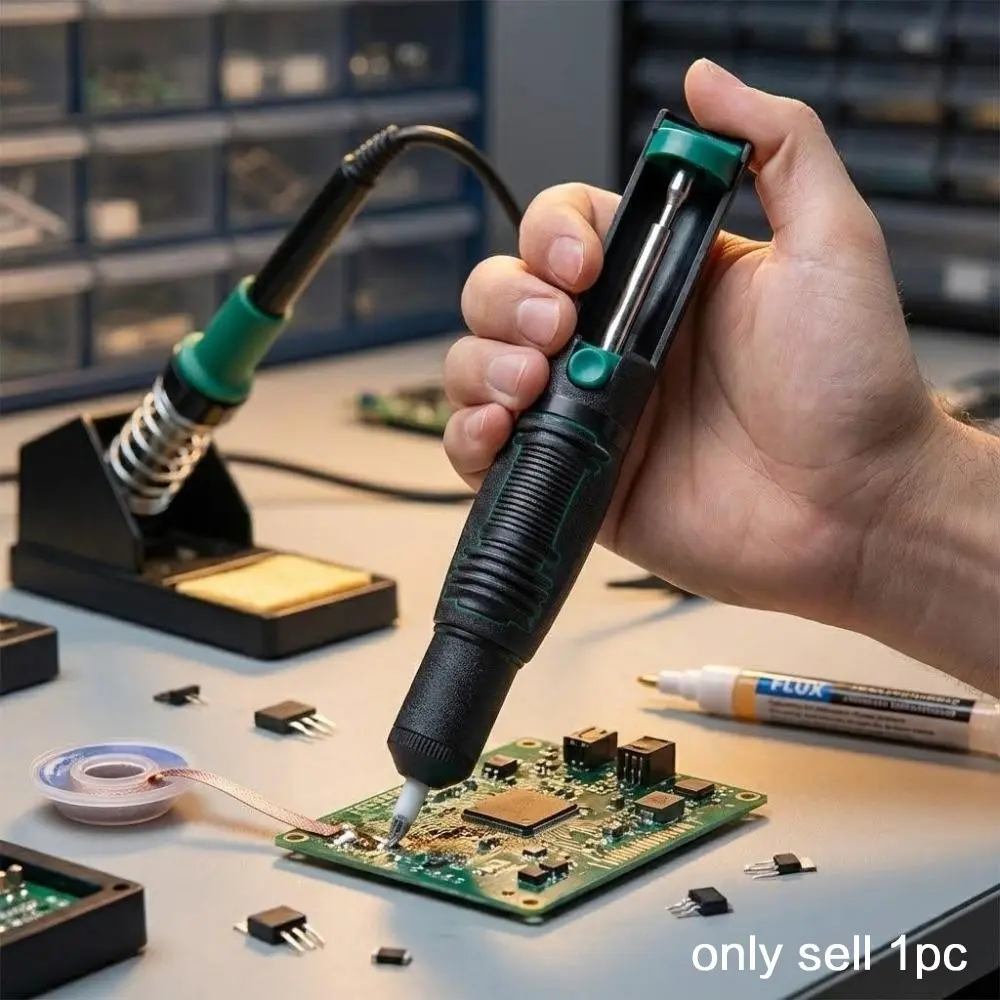 Professional Dual Desoldering Gun Kit: High-Temp Anti-Slip Manual Vacuum Pump, Solder Removal Tool for PCB Repair, Electronics Component Removal, Portable Soldering Iron Aid & Solder Sucker for DIY, Industrial Precision Desoldering