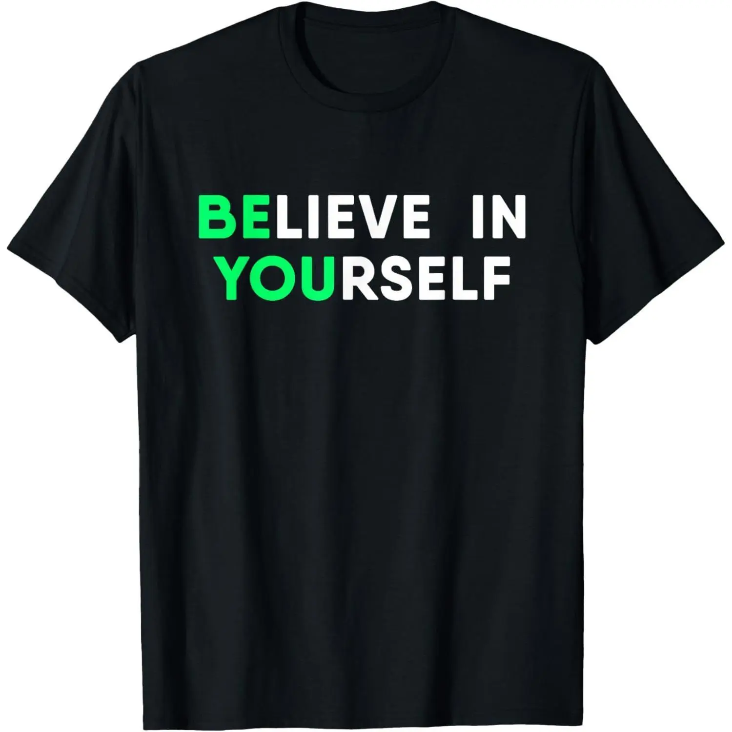 Men's 'Believe In Yourself' Graphic T-Shirt, Regular Fit Streetwear Top in Soft 100% Cotton with Short Sleeves, Breathable Natural Fabric, Menswear, Breathable Fabric, Text Motif, Moisture Absorbent, Round Neck, Casual, Machine Washable, Sports, Shortslee