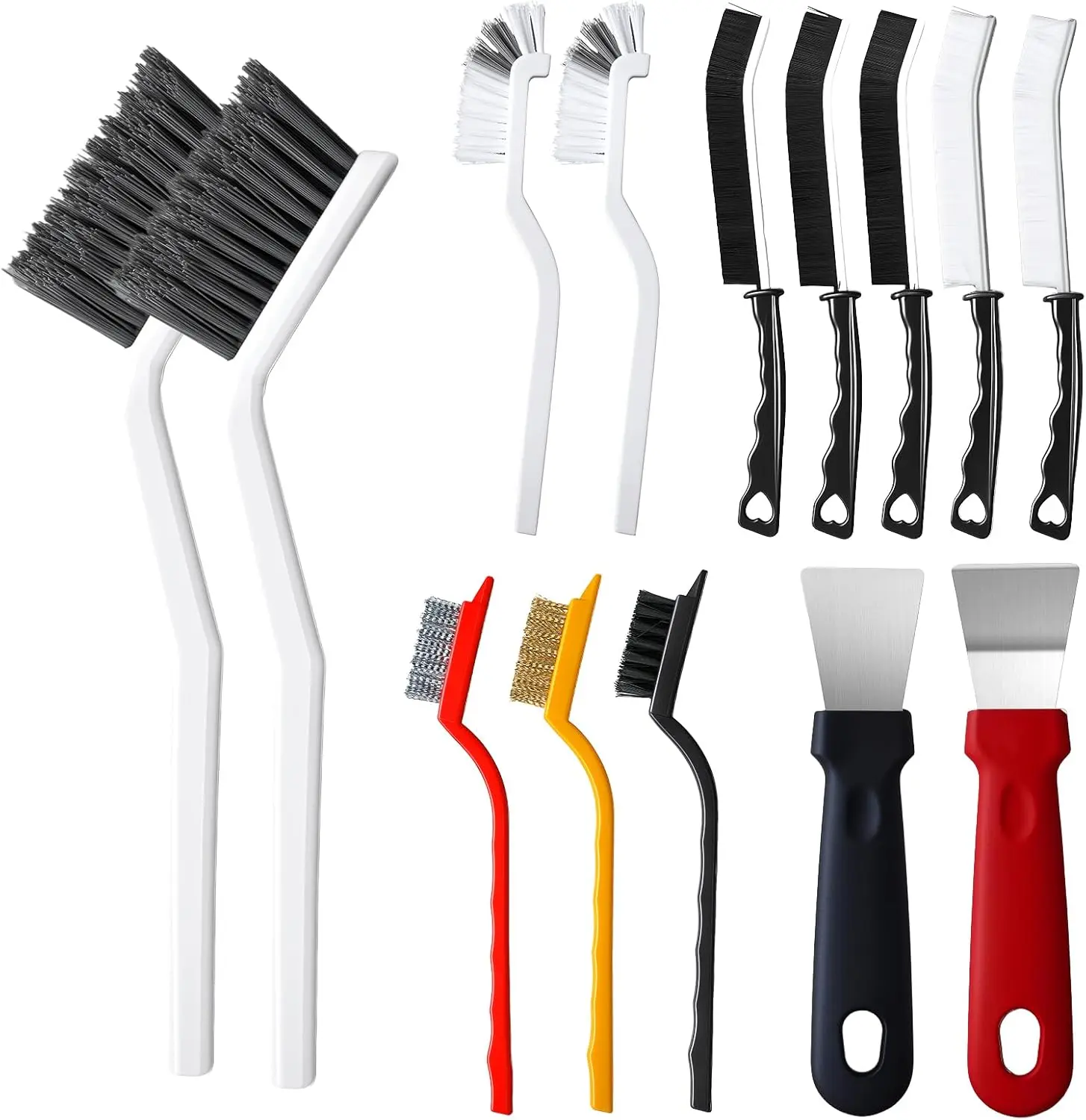 14Pcs Crevice Cleaning Brush Set, V Shape Grout Cleaner Brush for Deep Cleaning Gap, Hard Bristle Scrub Brushes Cleaning Supplies for Household Use, Bathroom, Kitchen, Toilet, Window