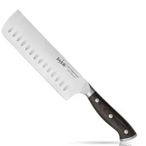 JoyJolt 7-in Nakiri Knife, High Carbon German Steel Kitchen Knife, Gift-Boxed Dishwasher-Safe Knife