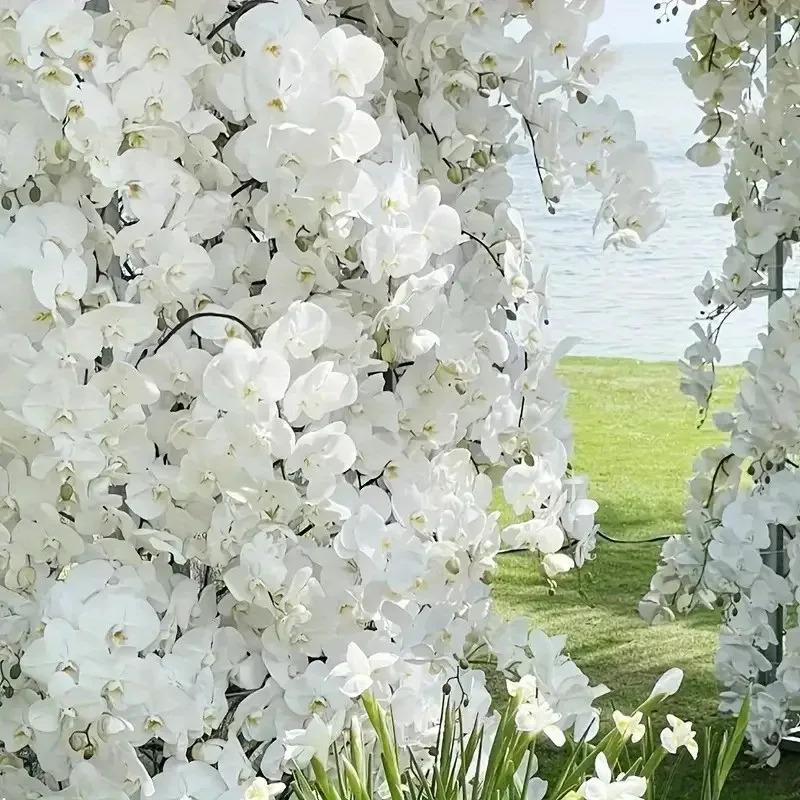 18pcs Set 27inch White Orchids, Elegant Artificial Flowers, Suitable for Tall Vases