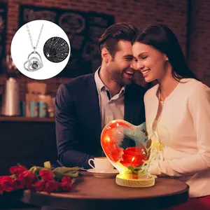 Valentine's Day Gifts For Her Handmade Preserved Flowers Rose With Heart Glass Birthday Gift For Girlfriend Women Wife Mother, Handmade Handicraft For Home Decoration