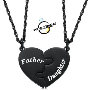 New stylish puzzle heart necklace | Black Father&Daughter Necklace | parent-child necklace | Mother's Day gifts | Father's Day gifts | birthday gifts | graduation season gifts |