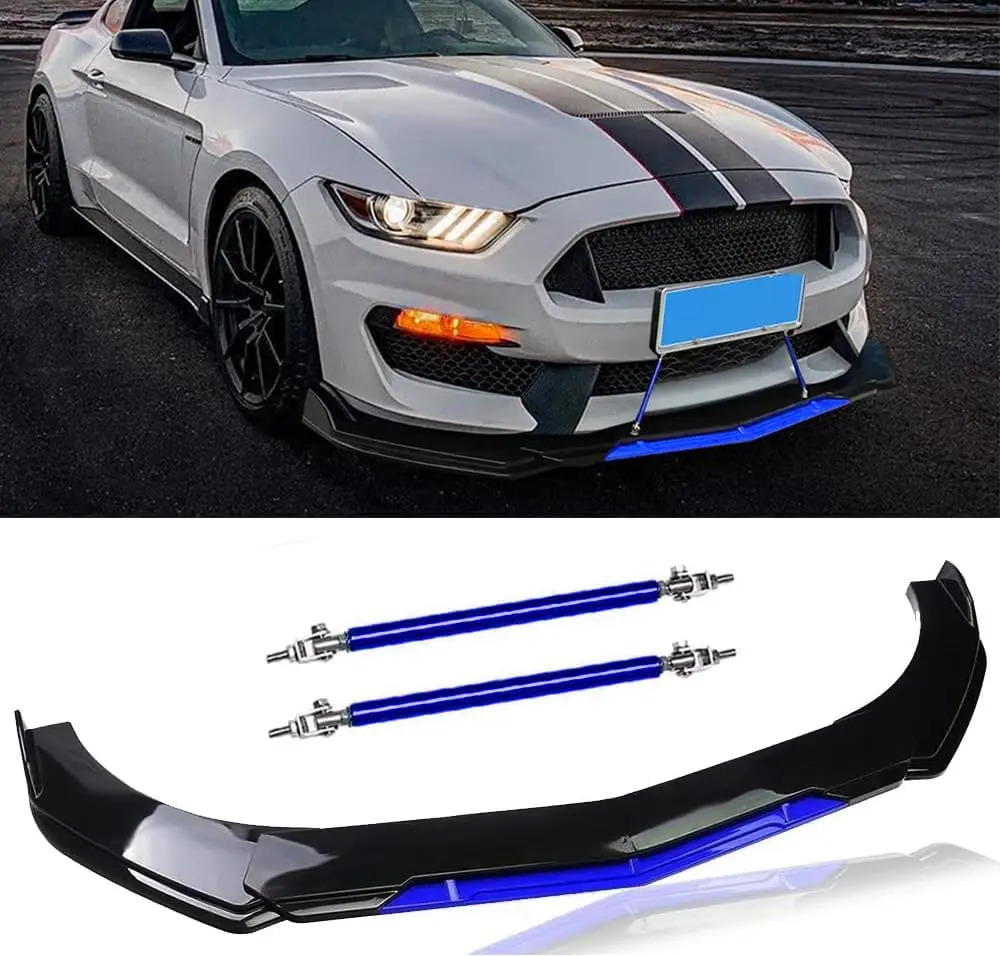Black Red Set Round Front Bumper Lip Splitter,Car Front Lip Spoiler Body Kit fits for Honda Civic /Toyota Tacoma/Chevy Camaro /VW Golf /Infiniti G37 /Mitsubishi Lancer/Mercedes Benz/Dodge Challenger