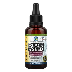 AMAZING HERBS Premium Black Seed oil 1oz- 100% Pure Cold Pressed Nigella Sativa Oil